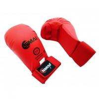 Накладки для карате красные без защиты пальца WKF/SMAI
