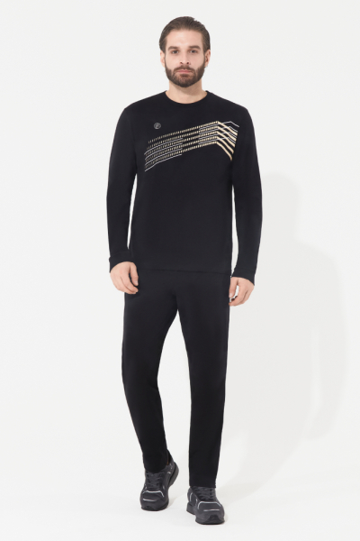 M14110G-BB251 Футболка длинный рукав мужская (черный)