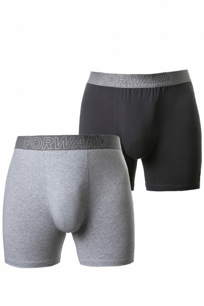 M18530SF-GB242 Комплект трусы боксеры классические мужские 2 шт (серый/черный)
