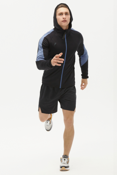 M06121T-BI251 Куртка флисовая мужская (черный/голубой)