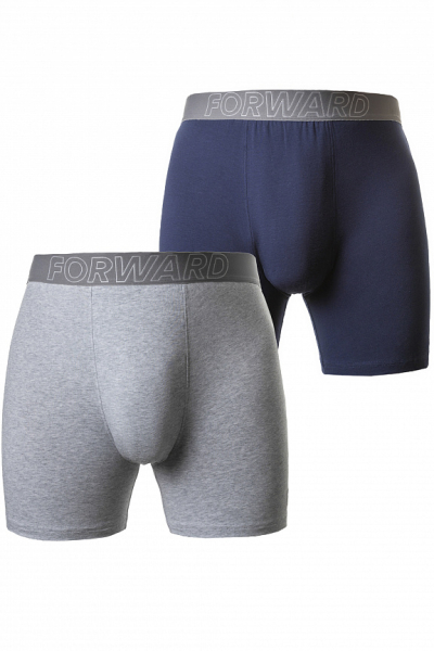 M18530SF-GN242 Комплект трусы боксеры классические мужские 2 шт (серый/синий)