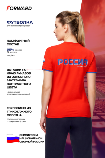 EQ2025WF-RR8R Футболка трикотажная (с коротким рукавом женская) (красный/красный)