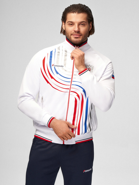 M05320G-FF232 Костюм спортивный мужской (белый/синий)