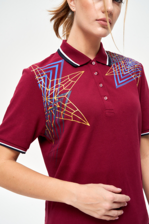 W13210G-СС231 Рубашка поло женская (бордовый/бордовый)
