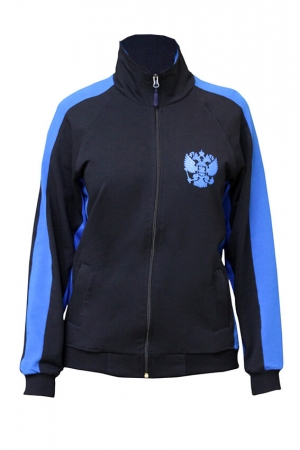 Куртка тренировочная на замке (темно-синий/голубой). Модель  PSK-002M
