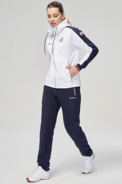 W06330G-FF242 Костюм флисовый женский (белый/синий)