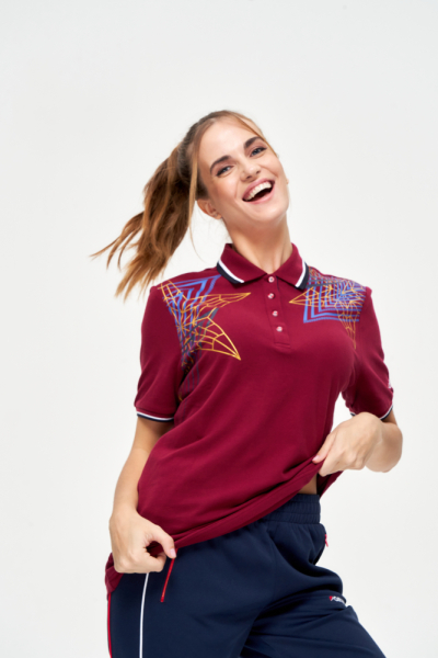 W13210G-СС231 Рубашка поло женская (бордовый/бордовый)