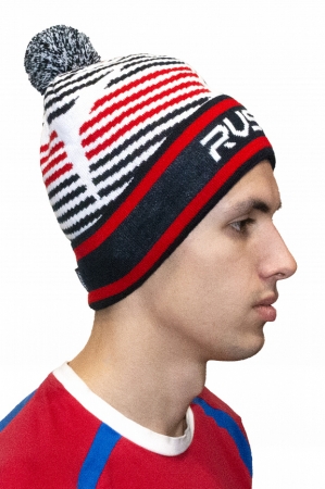 U20492G-WN222 Шапка трикотажная (белый/синий)