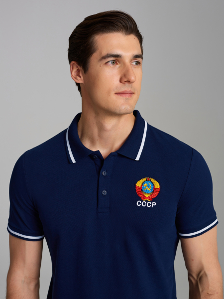 Рубашка Поло СССР мужская  65M-RR-1783 (т.синий)