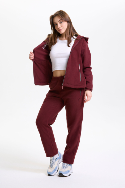 W06340G-CC252 Костюм флисовый женский (бордовый/бордовый)