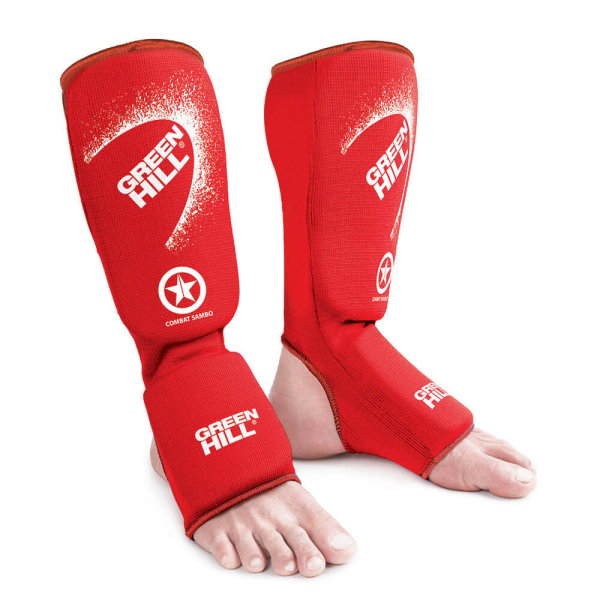 Защита голень-стопа Green Hill COMBAT SAMBO/FIAS approved красная