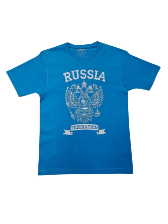Футболка RUSSIA Герб детская /взрослая (голубой)