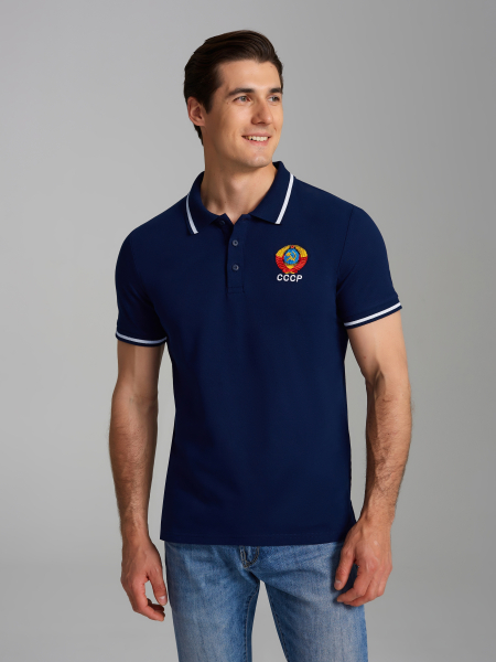 Рубашка Поло СССР мужская  65M-RR-1783 (т.синий)