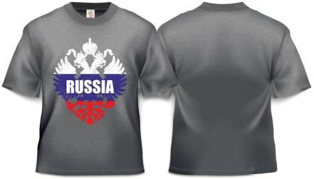 Футболка Russia герб детская/взрослая (серый). Модель Р-4С