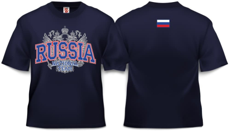 Футболка Russion National Team взрослая/ десткая (темно-синий). Модель Р-018ТС