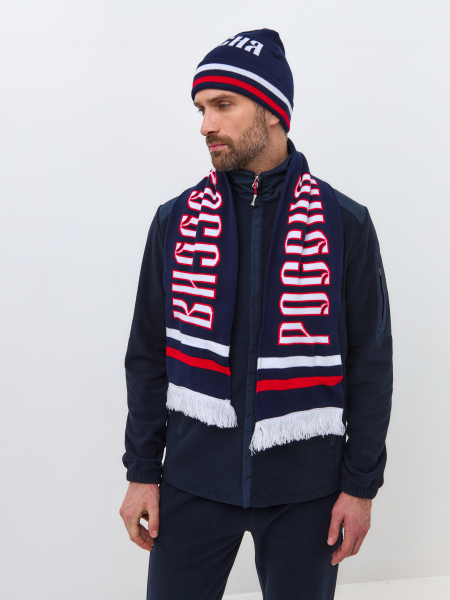 Шарф вязанный РОССИЯ 60M-RT-1848 синий /RUSTEAM