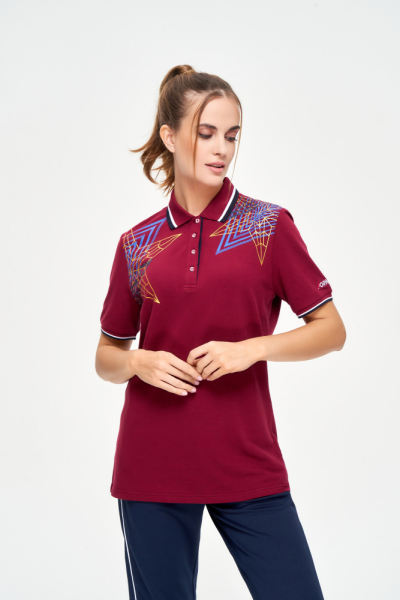 W13210G-СС231 Рубашка поло женская (бордовый/бордовый)