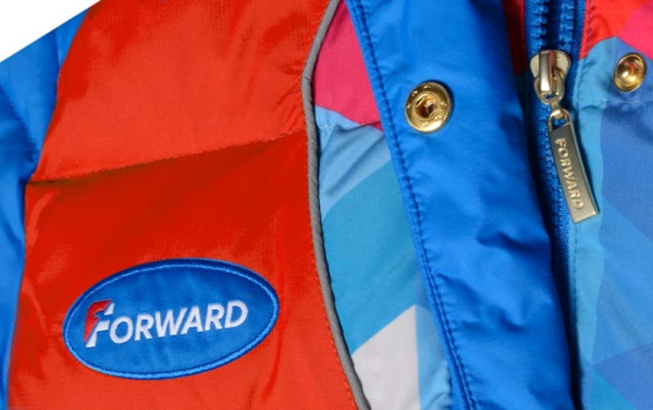 Пуховик женский (голубой/красный) /W08131G-FF172