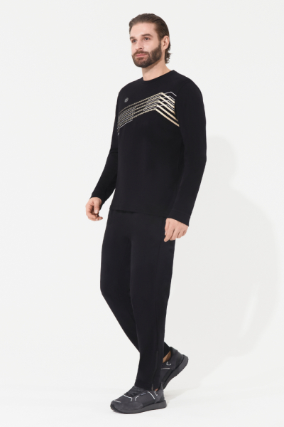 M14110G-BB251 Футболка длинный рукав мужская (черный)