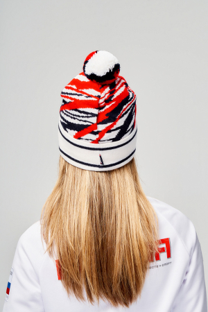 U20421G-FF232R Шапка вязаная (белый/красный)