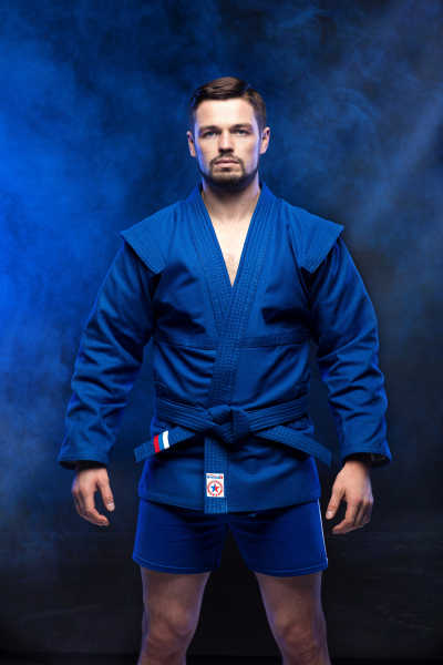 Куртка самбо Крепыш син/Атака