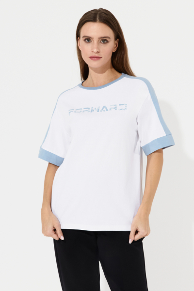 W14250G-WA251 Футболка короткий рукав женская (белый/голубой)