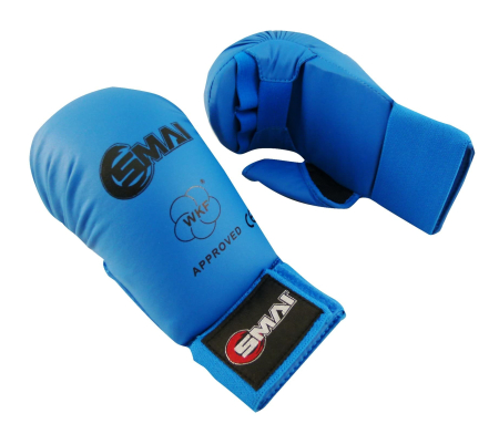 Накладки для карате синие с защитой пальца WKF/SMAI