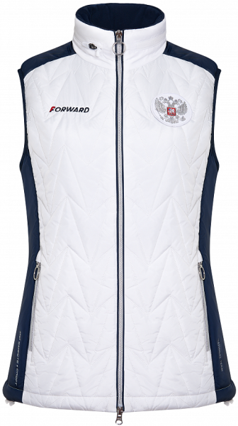 W11320G-FF232 Жилет утепленный женский (белый/синий)