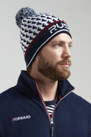 U20491G-WN222 Шапка трикотажная (белый/синий)