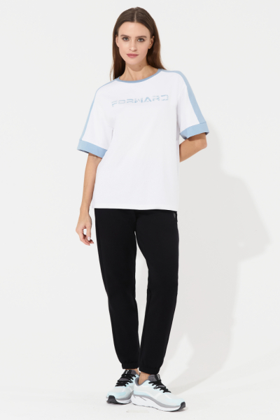 W14250G-WA251 Футболка короткий рукав женская (белый/голубой)