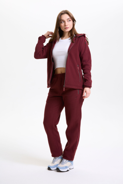 W06340G-CC252 Костюм флисовый женский (бордовый/бордовый)