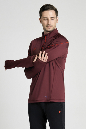 M14220T-VV241 Футболка тренировочная с длинным рукавом мужская (бордовый/бордовый)