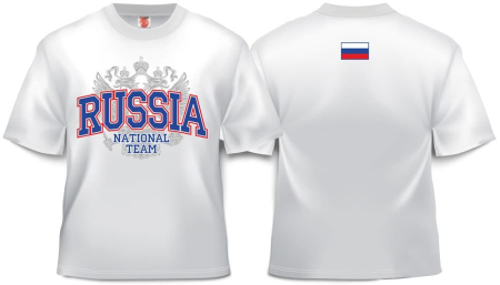 Футболка Russion National Team взрослая/ десткая (белый). Модель Р-018Б