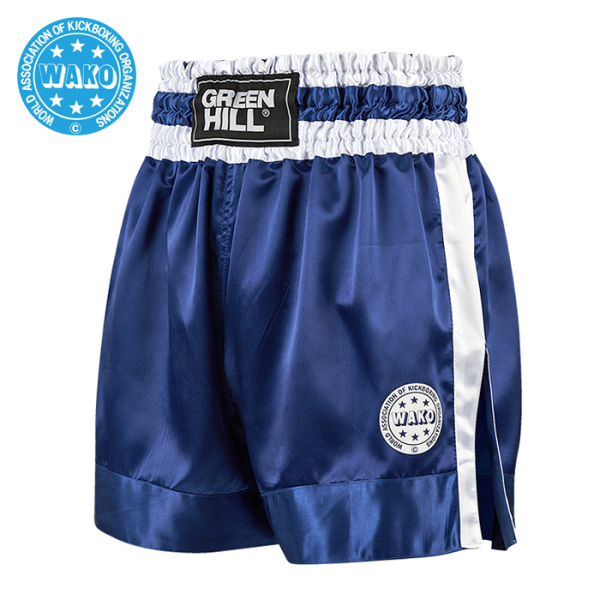 Шорты кикбокс Fighter WAKOApproved син/3746w син/Green Hill