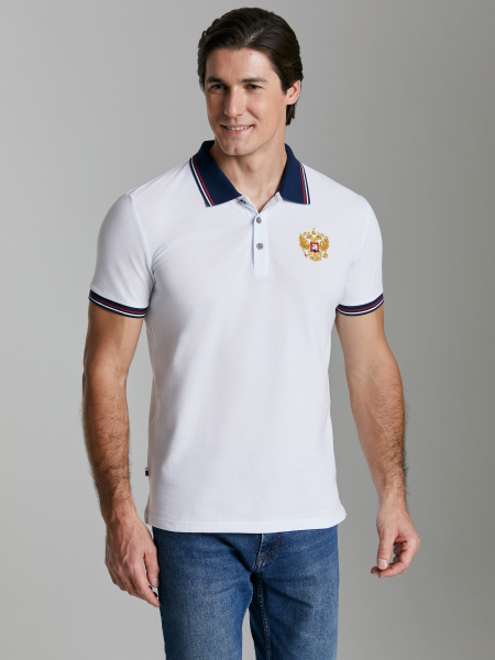 Рубашка Поло мужская белая 65M-RR-1497 /RED N ROCKS