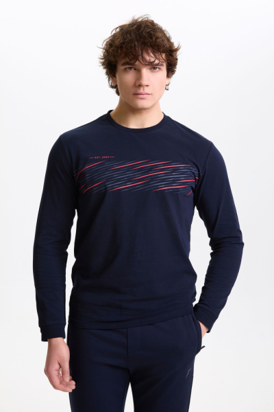 M14110G-NN252 Футболка длинный рукав мужская (синий)