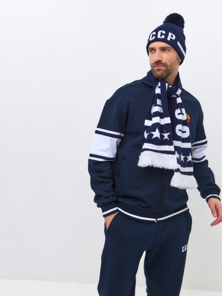 Шарф вязанный СССР 60M-RT-1849 синий /RUSTEAM