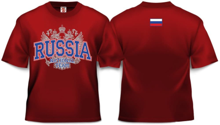 Футболка Russion National Team взрослая/ десткая (красный). Модель Р-018К