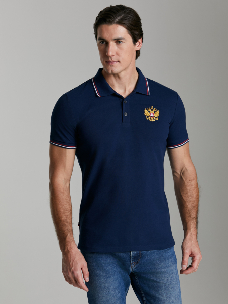 Рубашка Поло мужcкая 65M-RR-1497 (тёмно-синий) /RED-N-ROCK'S