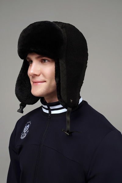 U20340G-BB242 Шапка ушанка (черный/черный)