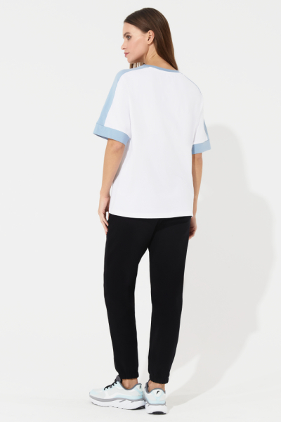 W14250G-WA251 Футболка короткий рукав женская (белый/голубой)