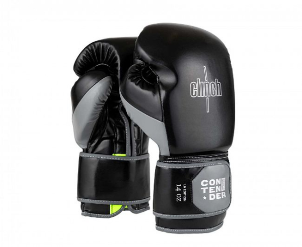 Перчатки боксёрские Clinch Contender чёрно-серые C184
