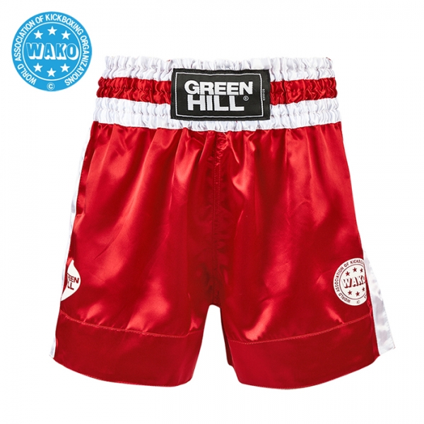 Шорты кикбокс Fighter WAKOApproved крас/3746w крас/Green Hill