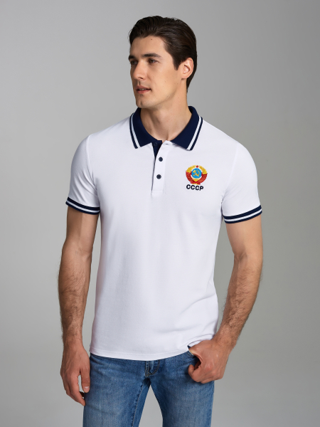 Рубашка Поло СССР мужская 65M-RR-1783 (белый)
