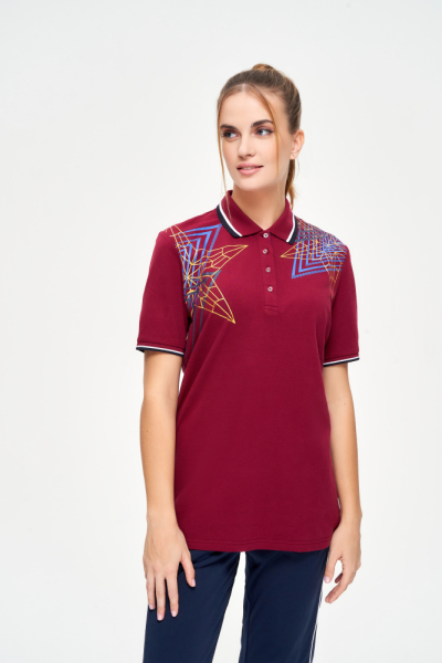 W13210G-СС231 Рубашка поло женская (бордовый/бордовый)