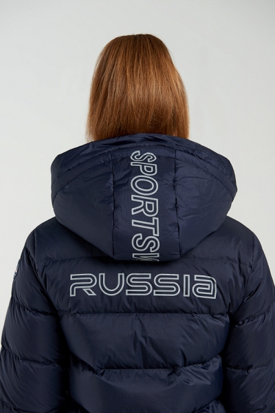 W08120G-NN222 Пальто пуховое женское (синий)