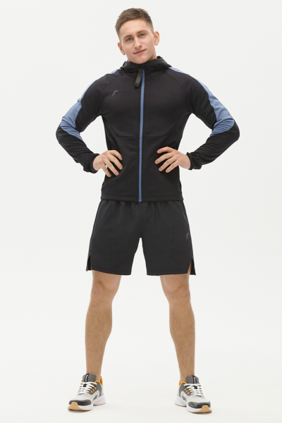 M06121T-BI251 Куртка флисовая мужская (черный/голубой)