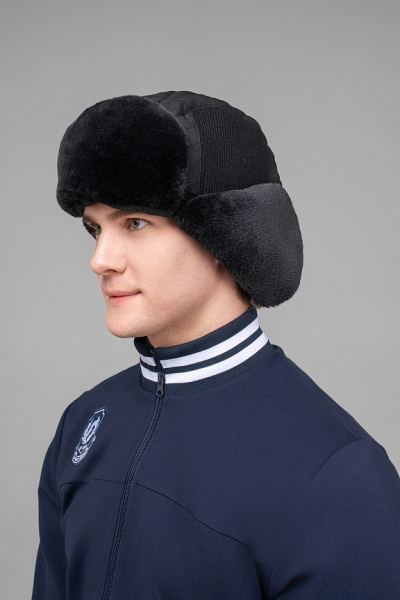 U20340G-BB242 Шапка ушанка (черный/черный)