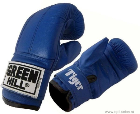 Перчатки снарядные Tiger кожа (синие) /Green Hill 