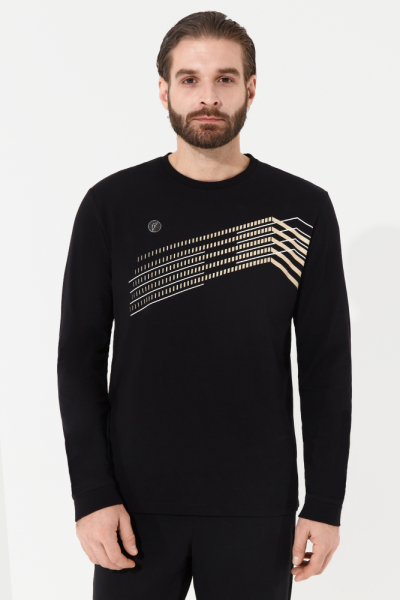 M14110G-BB251 Футболка длинный рукав мужская (черный)